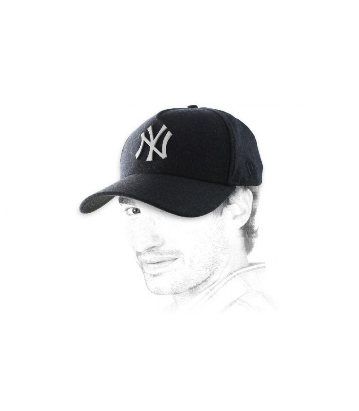 casquette NY noire logo métal Casquette NY Melton Metal black